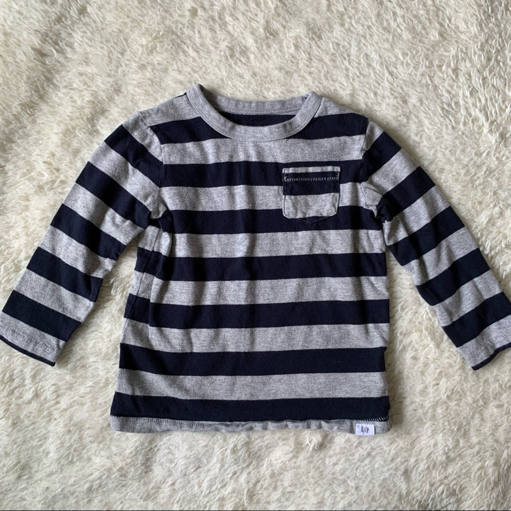 BABY GAP | Navy Blue & Gray Striped Shirt